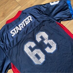Vintage Starter Jersey Mens Large Blue Y2K Football no. 63 Mesh Hip Hop Blank XL